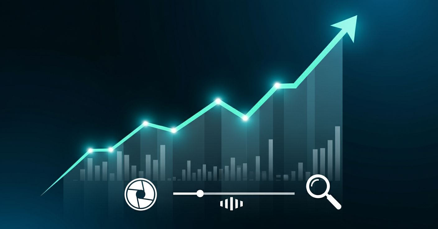 A person analyzing graphs on a laptop